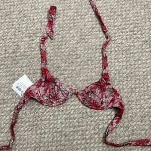 La Perla bikini swim top red white gold size 6 NWT